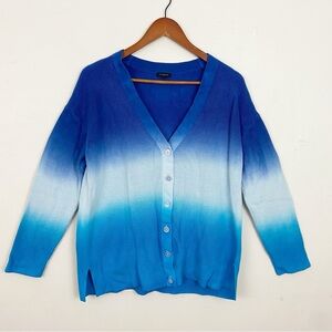 Talbots Shades Of Blue Gradient Ombré Button Down Cardigan Sweater